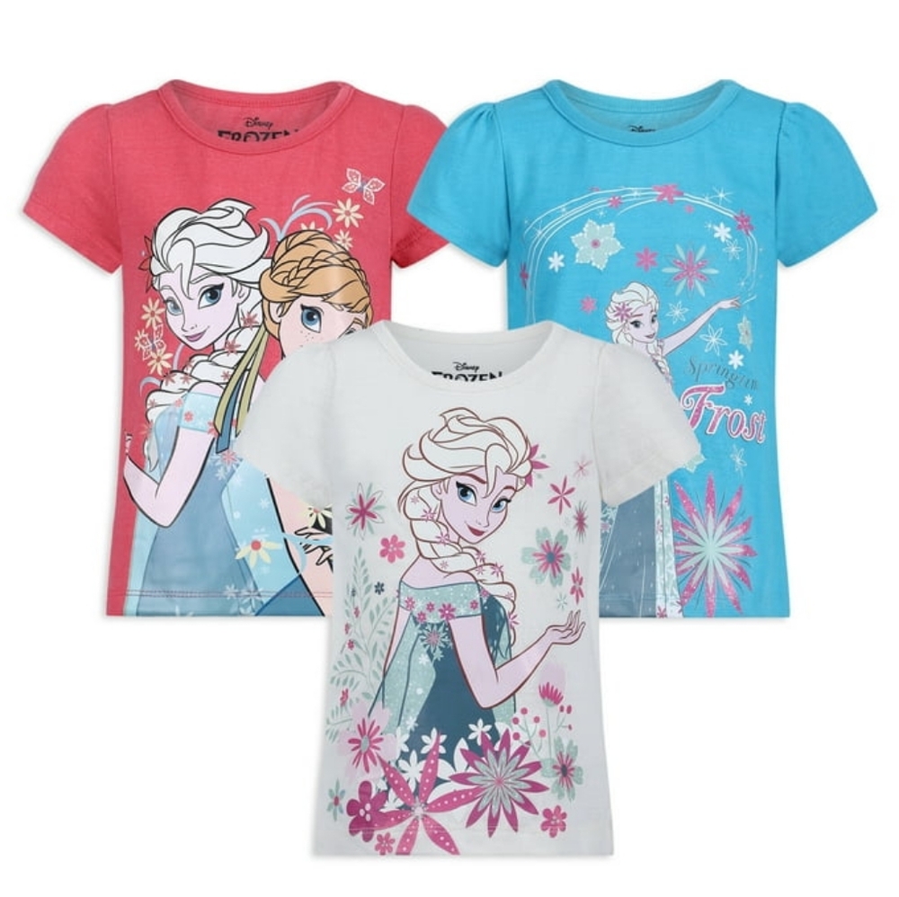 Disney Frozen girls Anna  Elsa Tee 3 pack bundle size 6